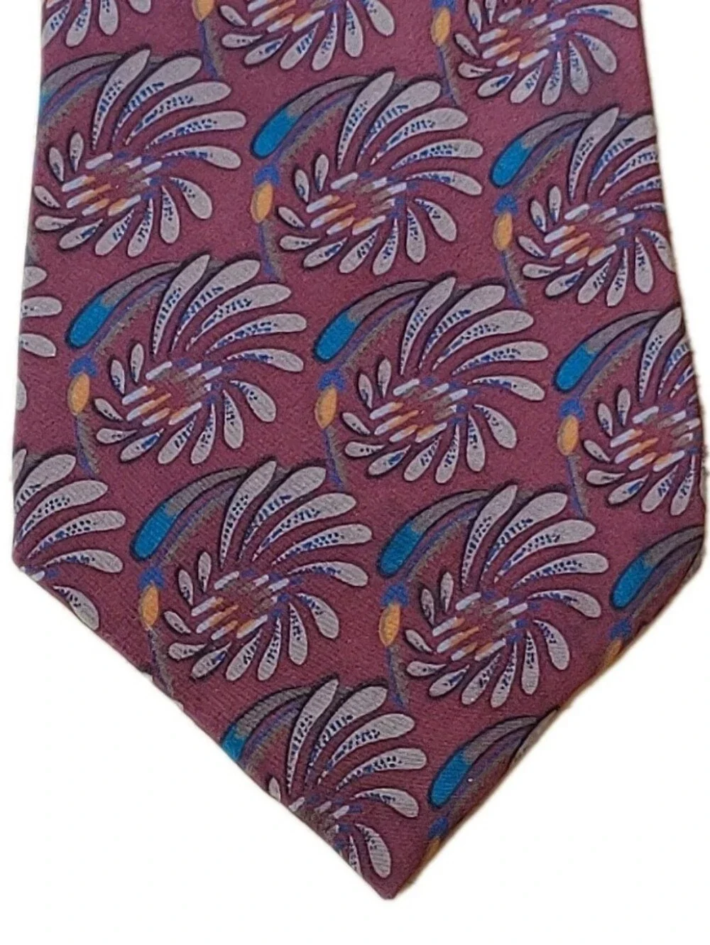 Christian Dior Monsieur Silk Neck Tie Burgundy Floral Star Bursts Vtg USA 4